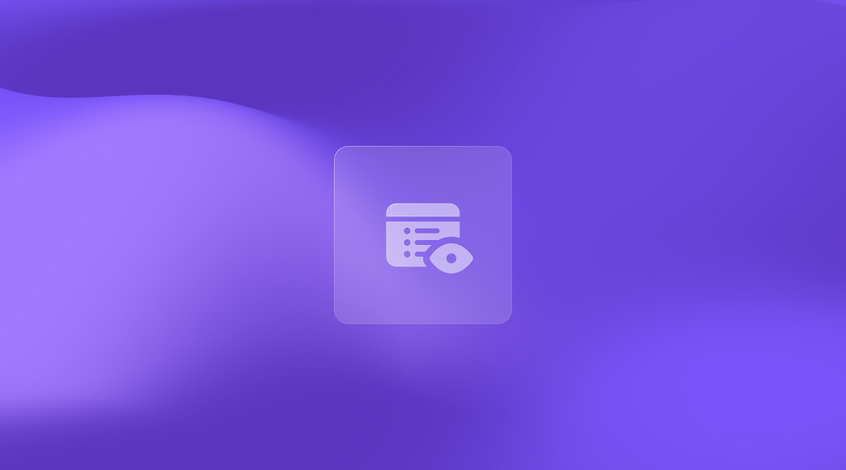 Image d'un fond violet avec une icône d'oeil blanc surveillant des données, illustrant une meilleure gestion des produits et des décisions éclairées.