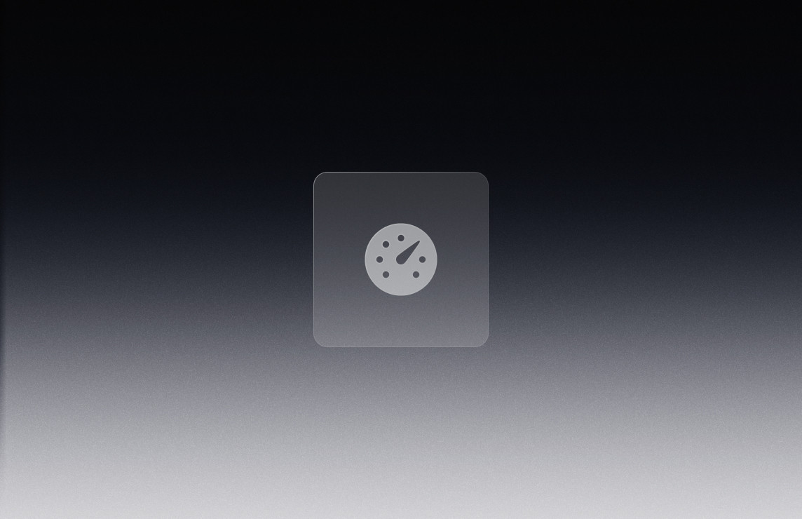 Arrière-plan sombre en dégradé noir et gris avec une icône blanche de compteur de vitesse, illustrant la performance serveur et l’optimisation des temps de réponse à grande échelle.