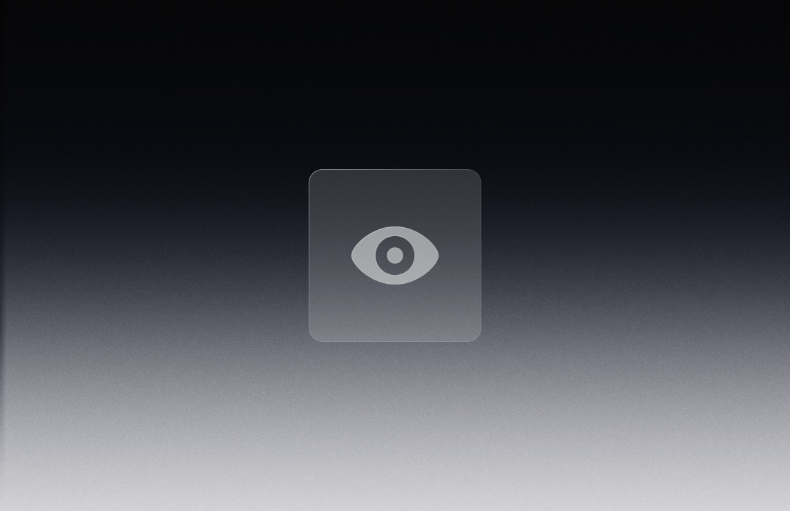 Arrière-plan sombre en dégradé noir et gris avec une icône blanche d’œil, illustrant la clarté et la valorisation d’une proposition de valeur dès la première interaction.